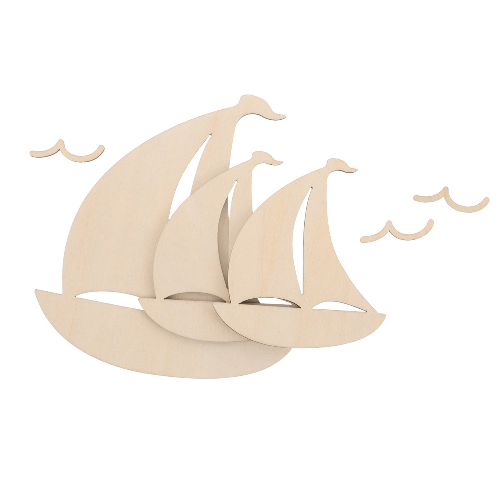 6Pcs Wood Sailboat Cutouts Unf - Art And Craft For Nursery ulasan dan harga