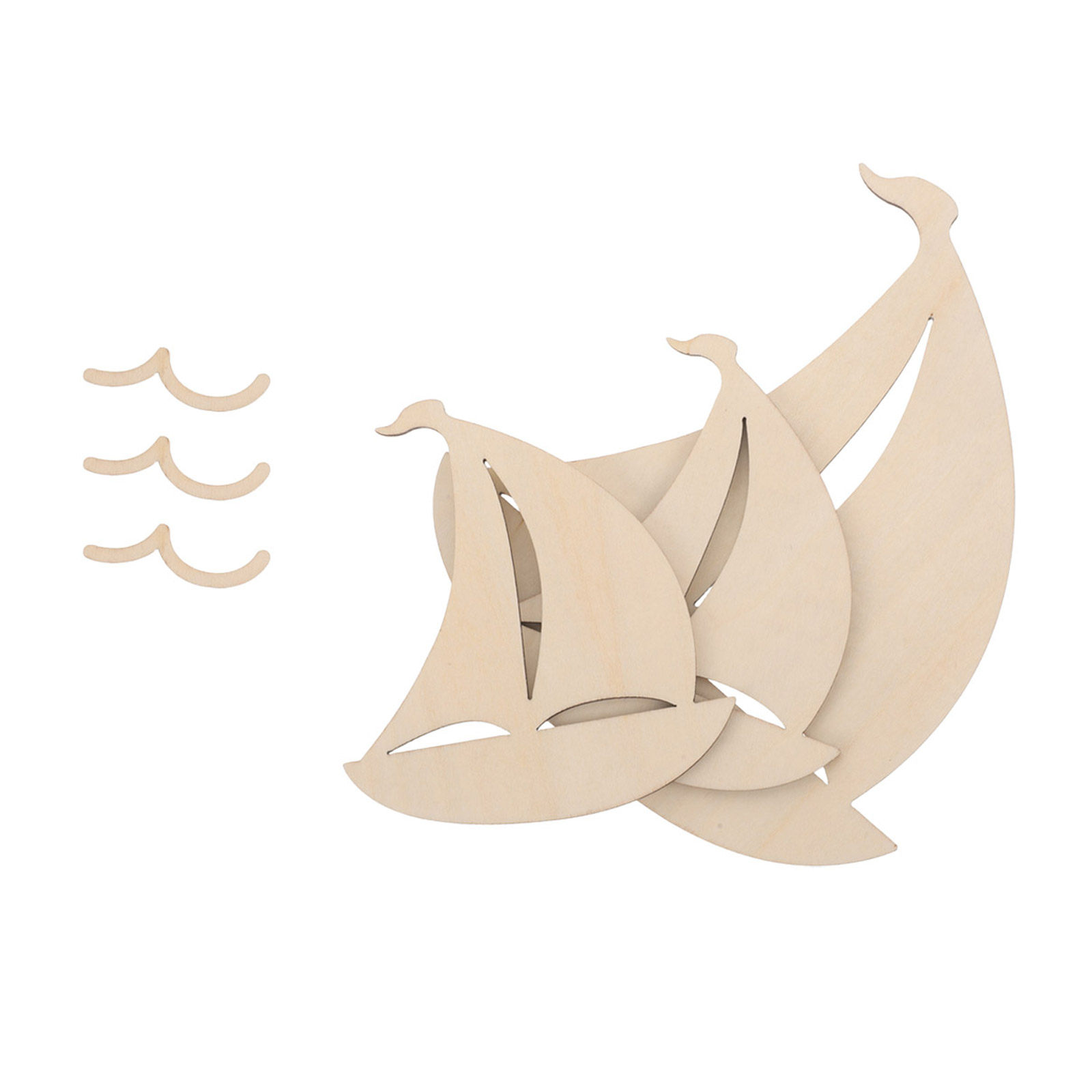 6Pcs Wood Sailboat Cutouts Unf - Art And Craft For Nursery ulasan dan harga